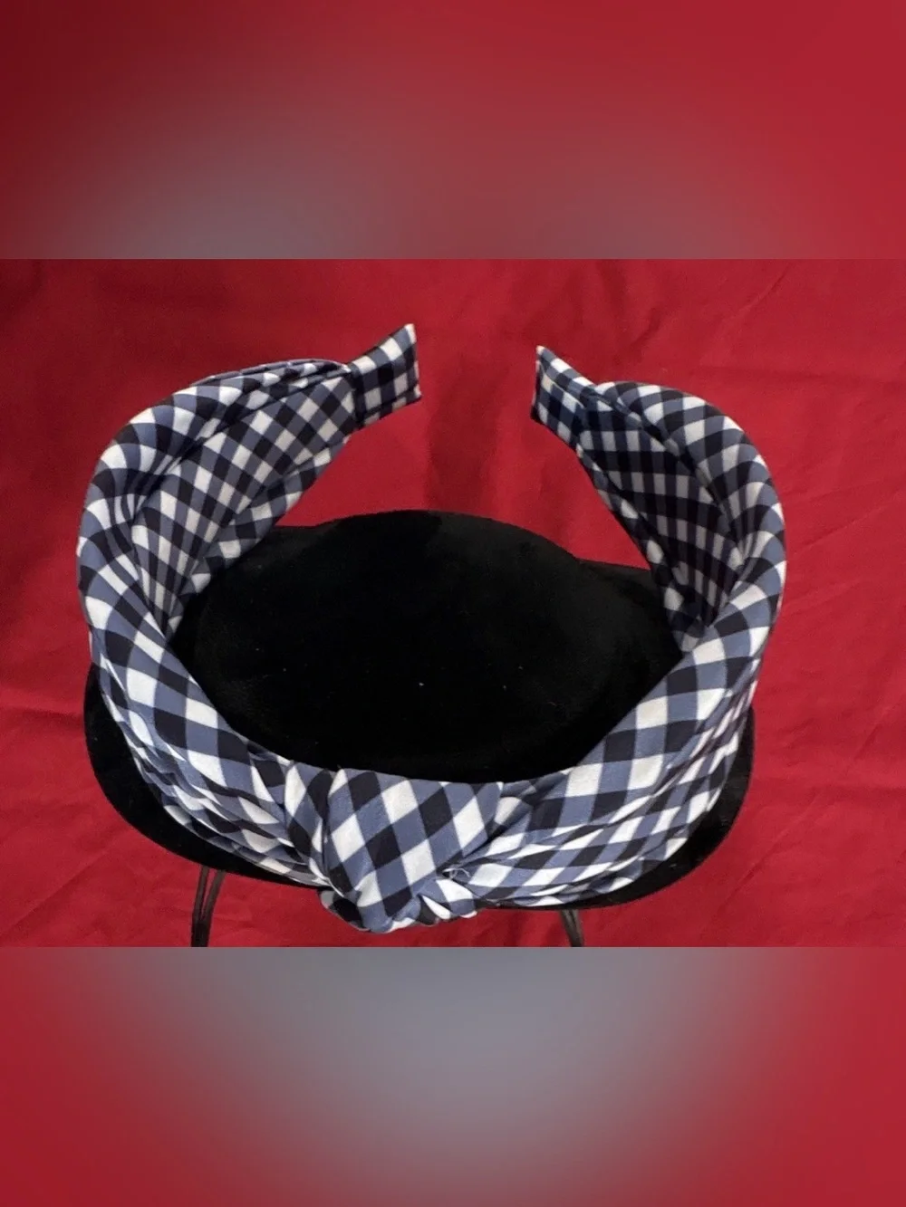 Black & White Gingham Knot Headband - Women Accessories
